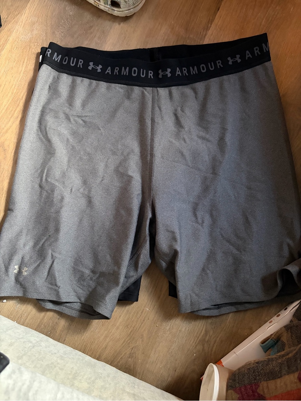Under Armour Women's Gray Bike Shorts with Black Waistband